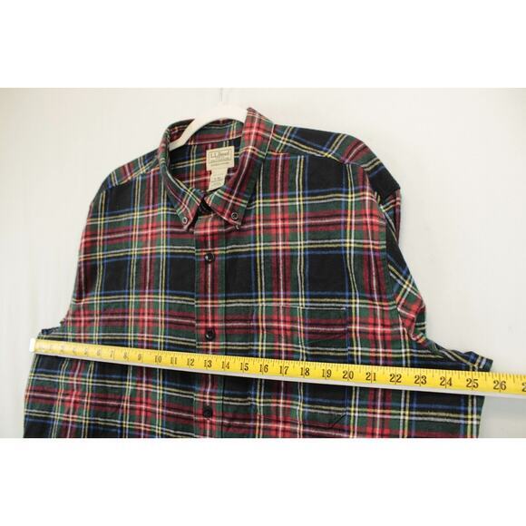 LL Bean Flannel Tartan Plaid Button Down Shirt Men XL Reg 100% Cotton Multicolor - Picture 4 of 11